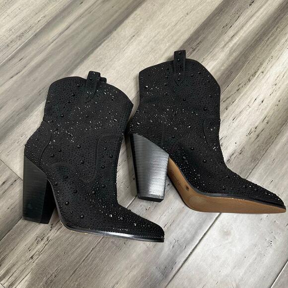 NEW Jessica Simpson Cissely Rhinestone Western Boots Women's Black Size 10 - Picture 2 of 6